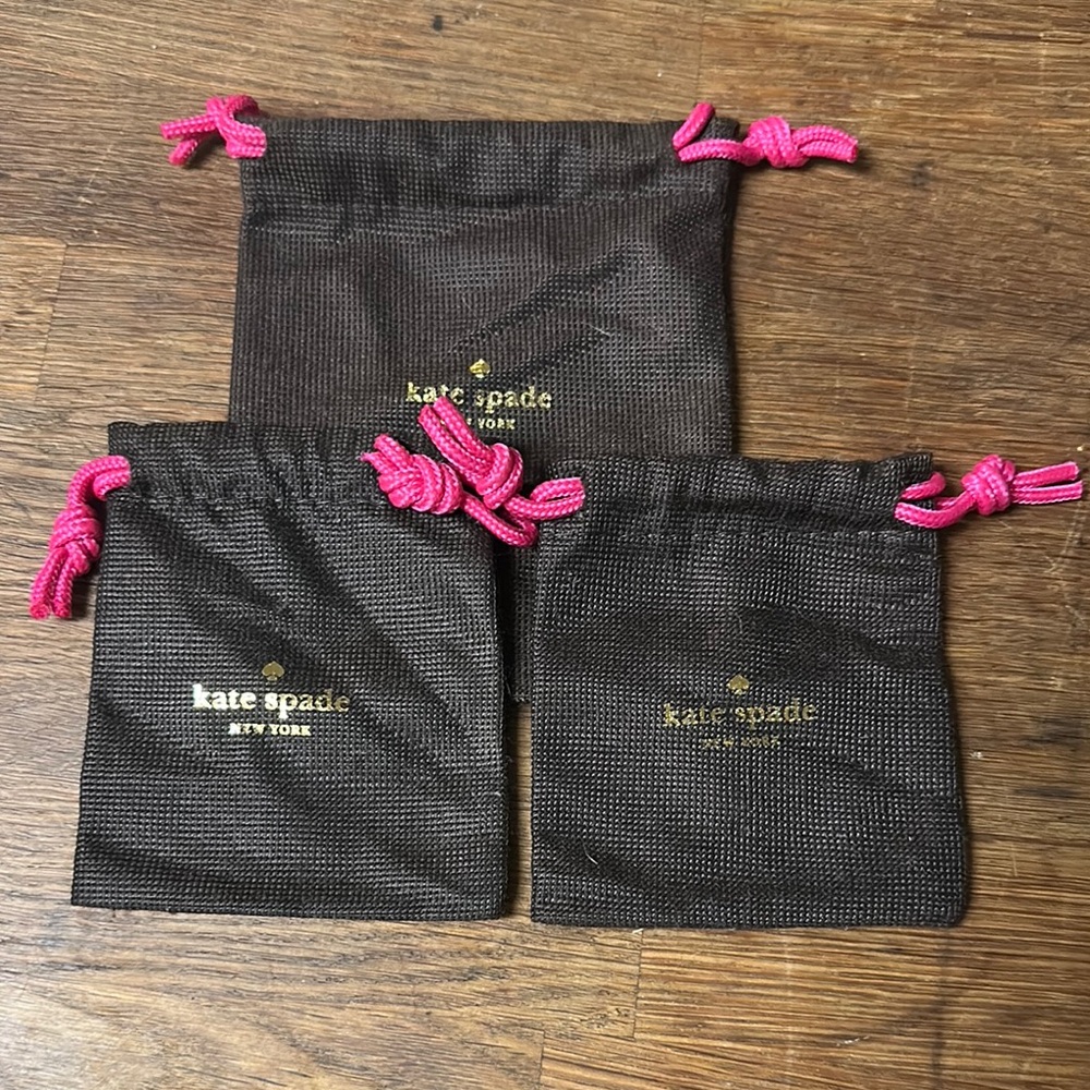 Kate Spade Black Pouches with Pink Drawstrings